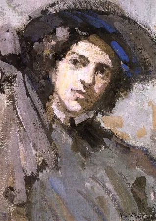 Портрет Н.И. Комаровской. 1908. Холст на картоне, темпера. 33х22,2