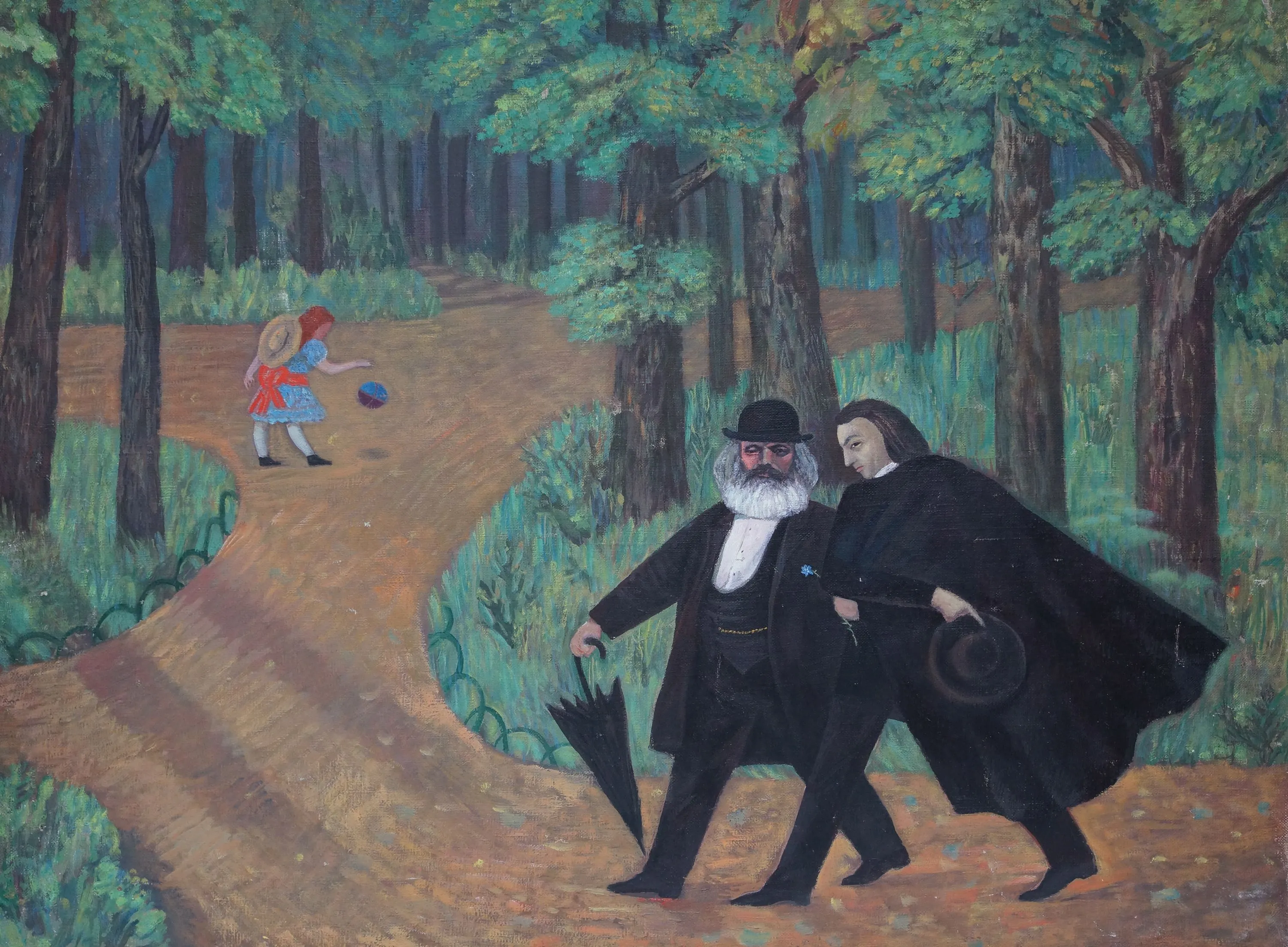 Алиса Порет. Прогулка Карла Маркса и Генриха Гейне. 1960 Холст, масло. 59 х 79. Частное собрание, Москва