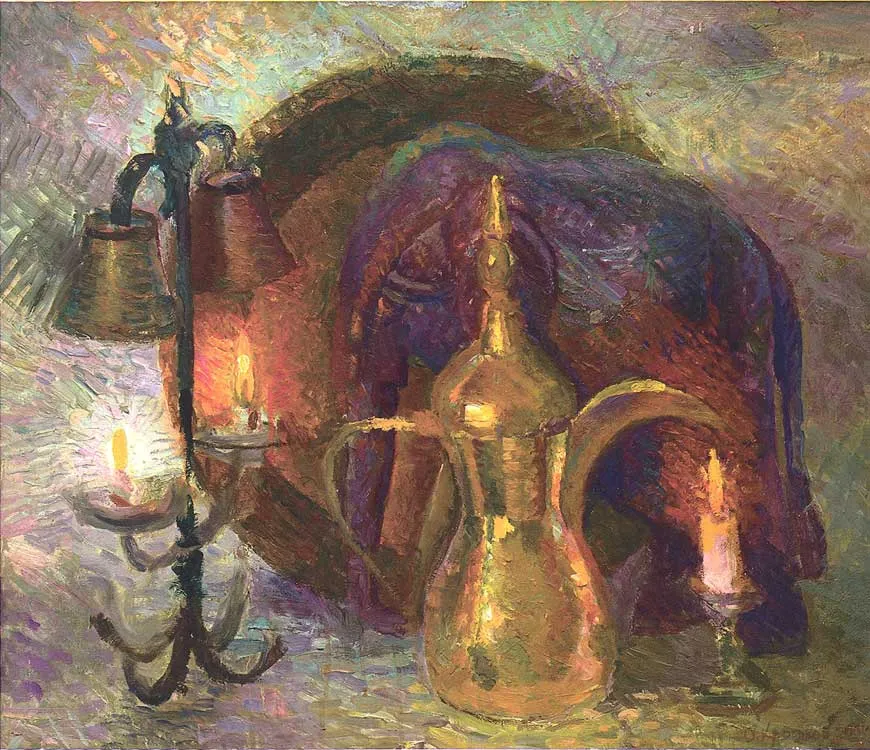 Натюрморт с горящими свечами. 2004. Оргалит, масло