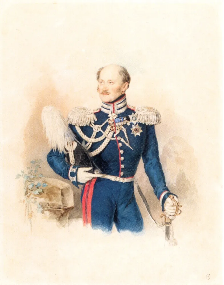 Петр Соколов. Портрет графа А. Х. Бенкендорфа. Начало 1840-х. Картон, акварель, белила, местами лак. 43,9 х 34,5. ГРМ