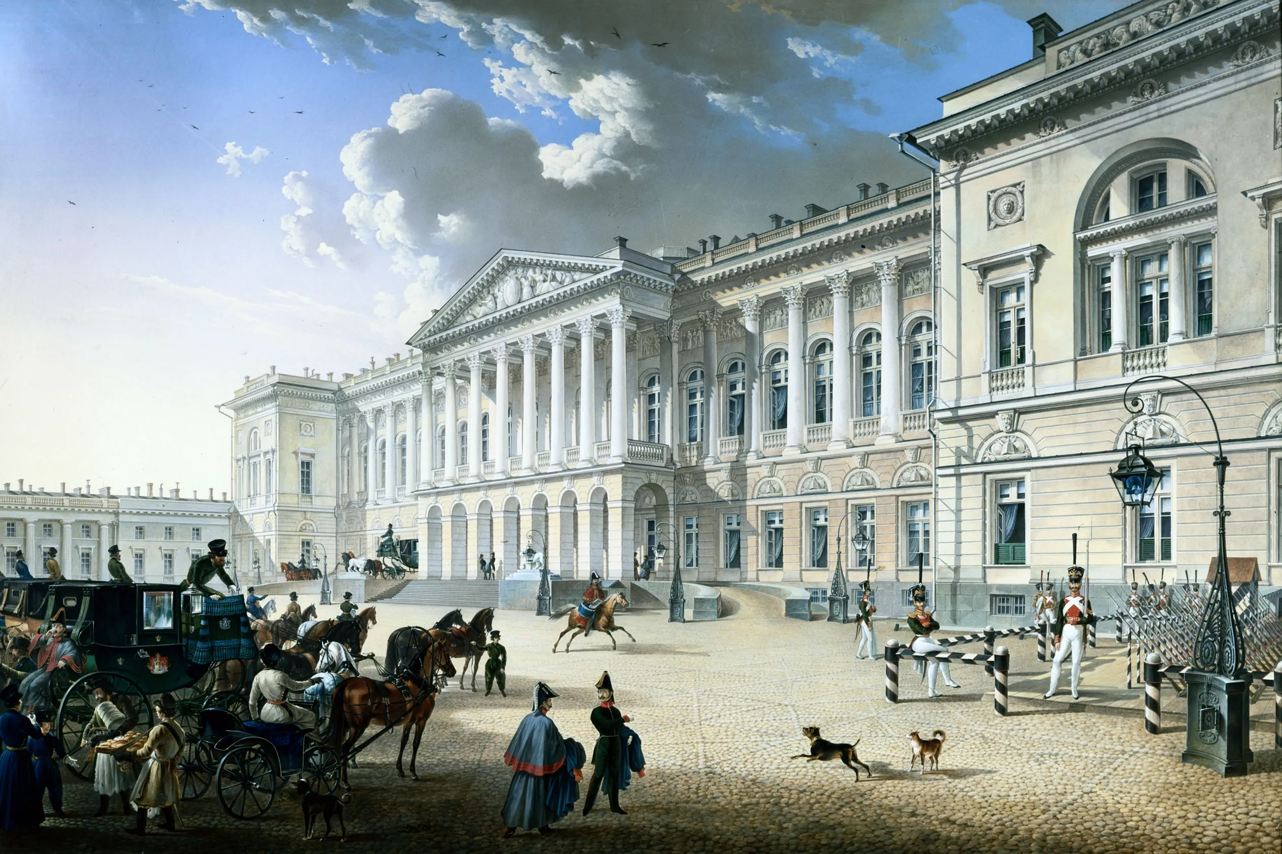К.П.Беггров. Вид на Михайловский дворец в Петербурге. 1832. Бумага на картоне, гуашь