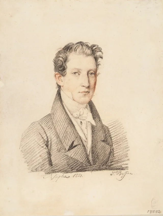 П.В. Басин. Портрет С. Ф. Щедрина. 1821. Бумага, итальянский карандаш, сангина. 19,7 х 15,2. ГРМ