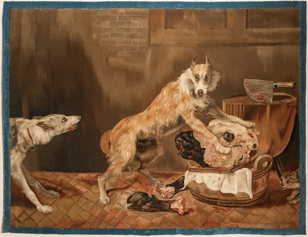 Шпалера "Собаки на бойне". 1755, Санкт-Петербургская шпалерная мануфактура. Государственный Русский музей
