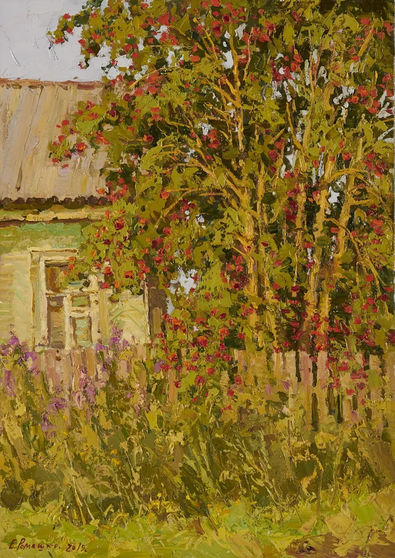 Ромашко Е.В. В августе. Деревня Деревково. 2019 х.м. 85х60