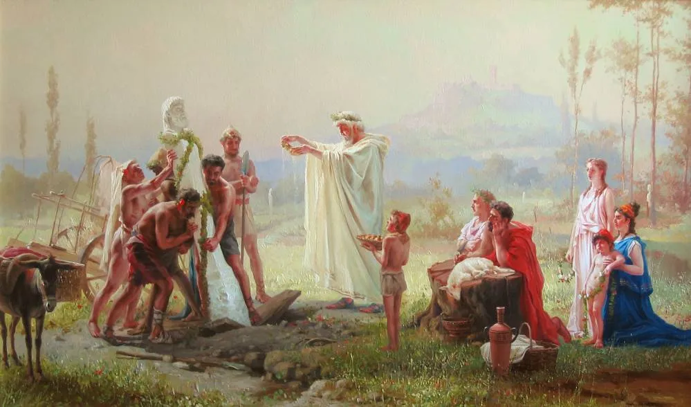 Ф. А. Бронников. Освящение гермы. 1869. Холст, масло. ГРМ