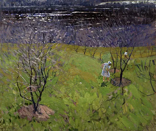 Весенний сад. 1964. Холст, наклеенный на оргалит, масло. 91 х 106.