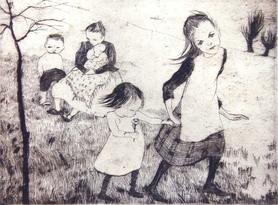 Эльза Хенсген-Дингкун. Луговые цветы. Около 1935. Офорт