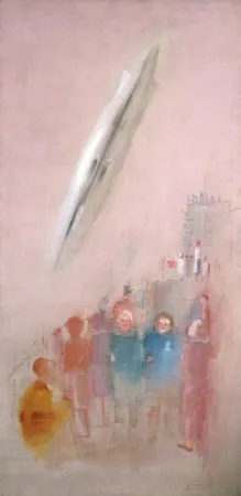 Дирижабль и детдом. 1930. Холст, масло. 160х80