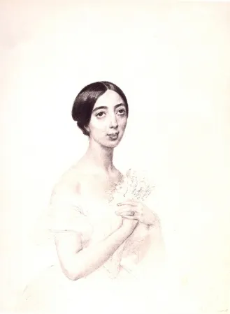Брюллов К.П. Портрет П. Виардо Гарсия. 1844. Бумага, графитный и итальянский карандаши.36,2х27