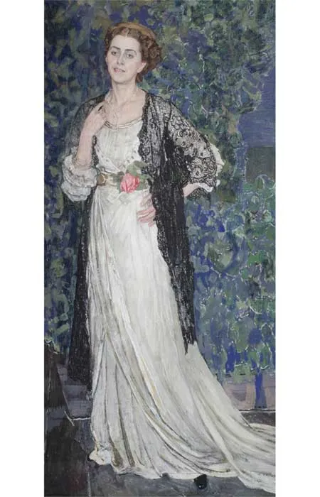 Портрет М.Э. Маковской 1912. Холст, темпера, пастель. 194 х 97. ГРМ