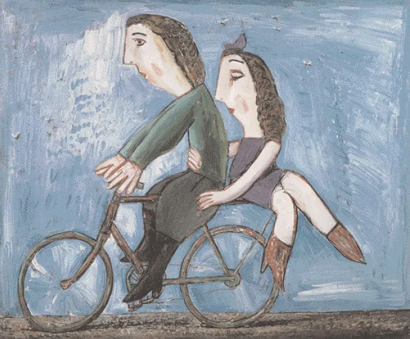 Я долго буду гнать велосипед. 1993. Холст, масло. 135 х 165. ЦВЗ 'Манеж'