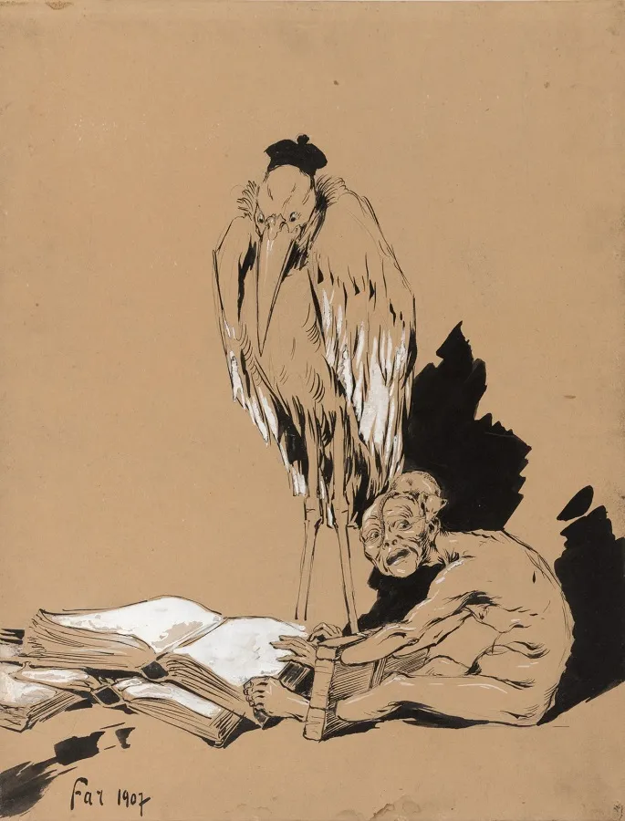 М.В. Фармаковский. Закон. Из графической серии "Жизнь". 1907. Картон. тушь. белила