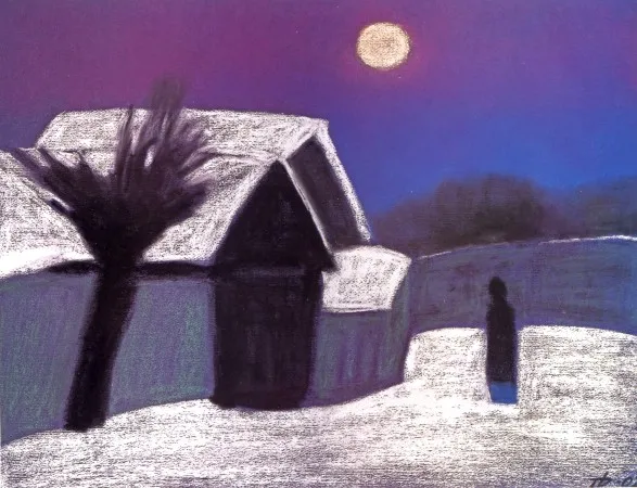 Лунная ночь 2002 Бумага, пастель, уголь 50х64,8