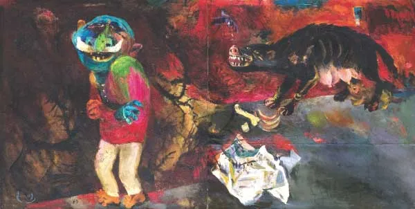 Мирза. 1974. Фанера, картон, масло. 98,5 х 200