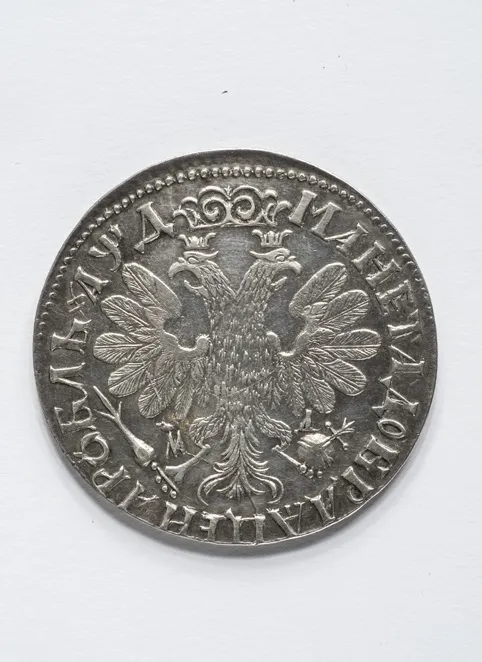 Рубль. 1704. Серебро. Кадашевский монетный денежный двор, Москва. Резчик Федор Алексеев (Подоруй). Оборотная сторона