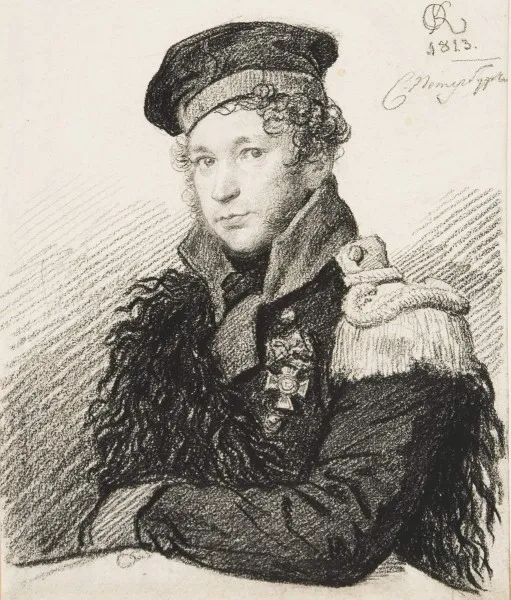 О.А. Кипренский. Портрет А.Р. Томилова (1779–1848) в форме ополченца. 1813. Бумага, итальянский карандаш