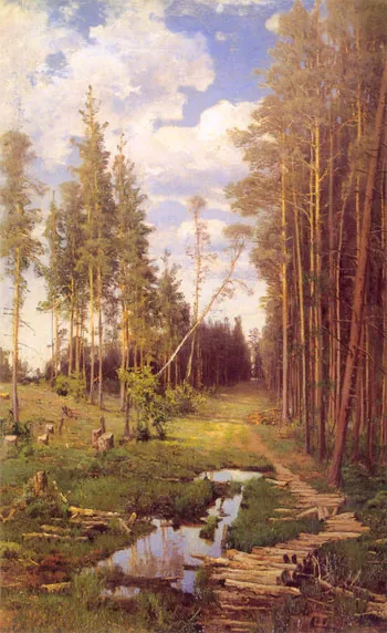 В сосновом лесу. 1883. Холст, масло. 55,5 х 36,8. ГРМ