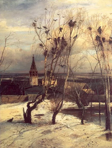 Грачи прилетели. 1871. Холст, масло. 62 х 48,5. ГТГ