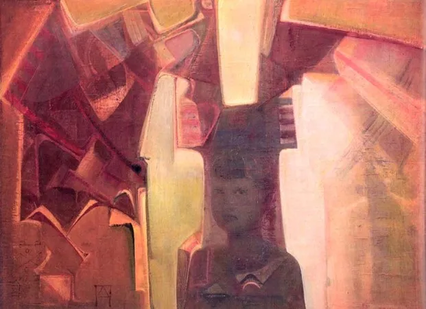 Д. Горохов. В луче. 1980-е. Бумага на фанере, темпера.65,5х87