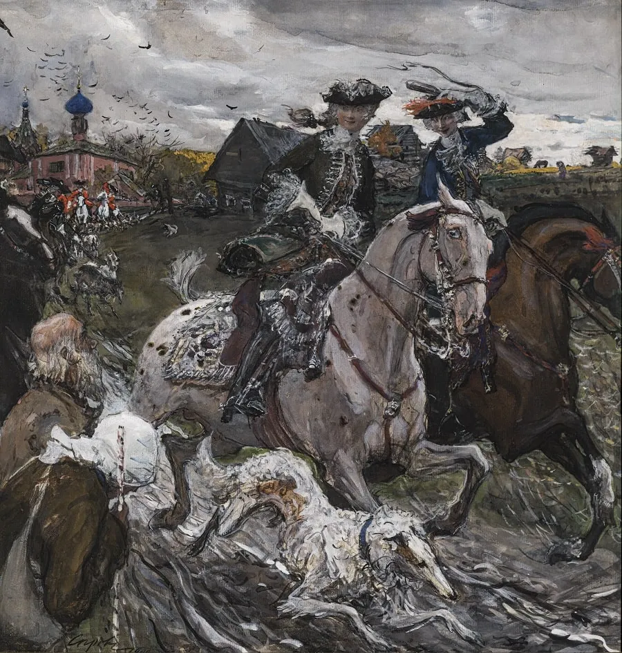 Серов В.А. Петр II и цесаревна Елизавета на псовой охоте. 1900. ГРМ.