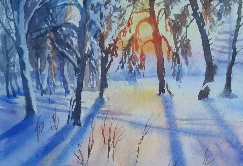 Мастер-класс по живописи акварелью «Зимний пейзаж»