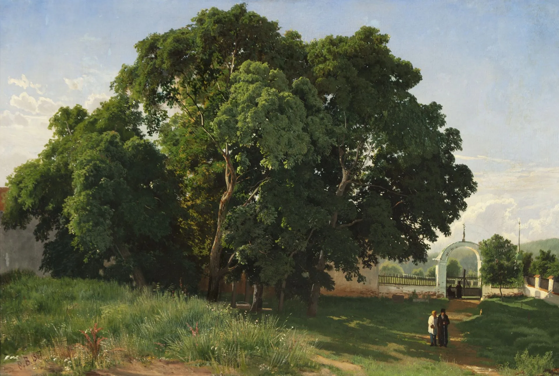 Васильев Ф.А. В церковной ограде. Валаам. 1867. Холст, масло.  ГРМ