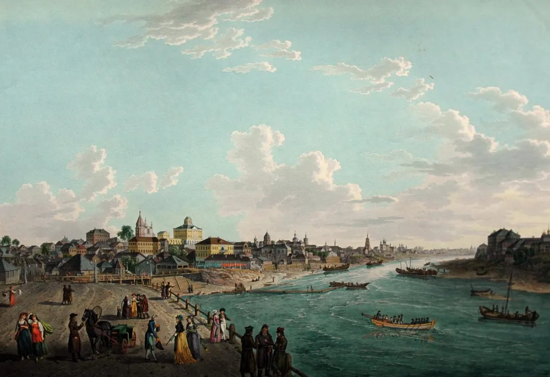 Жерар Делабарт. Вид Яузского моста и дома Шапкина в Москве. 1797. Холст, масло. ГРМ