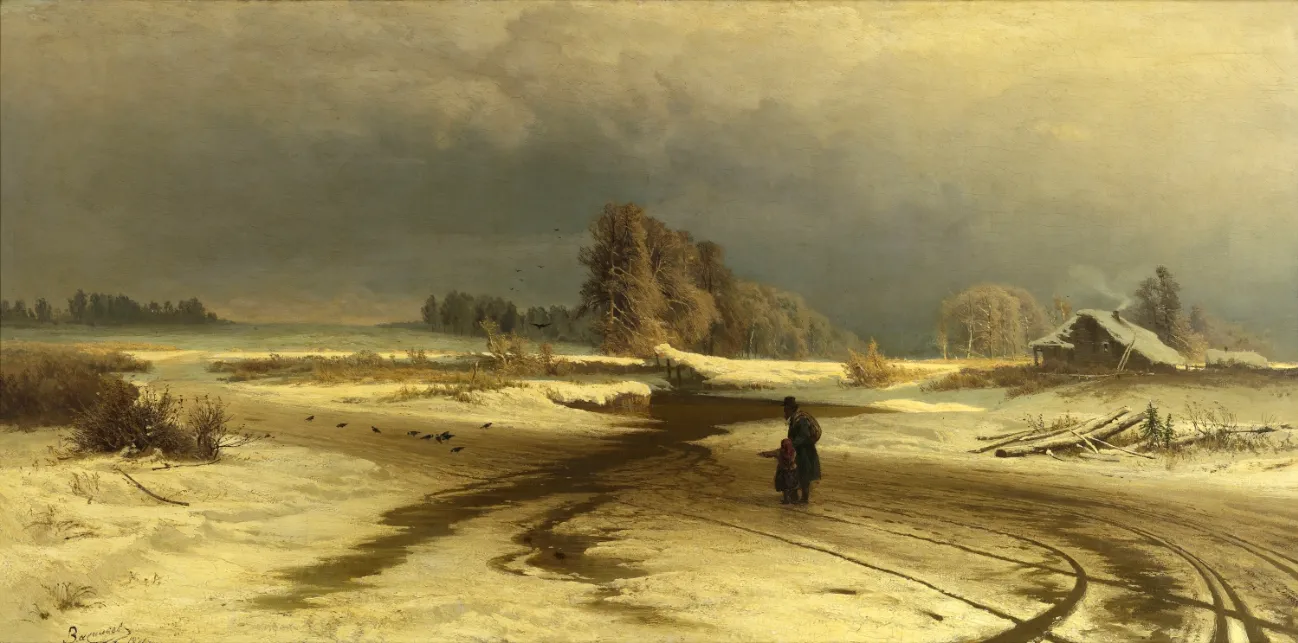 Ф.А. Васильев. Оттепель. 1871. Холст, масло. ГРМ.