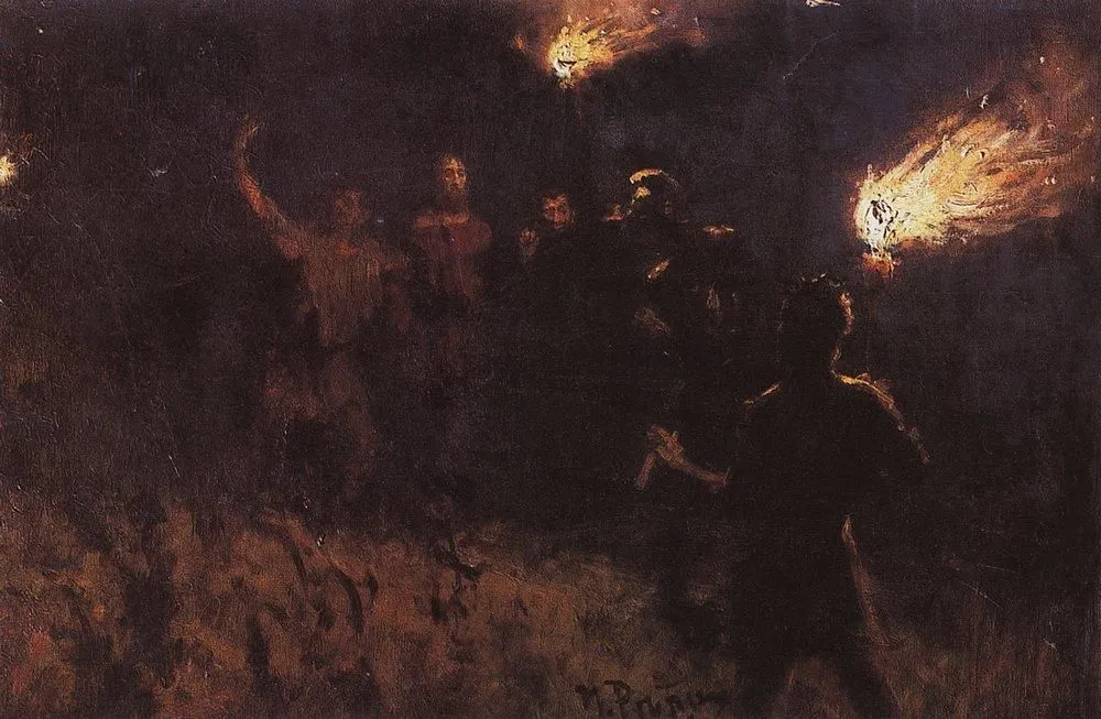 И. Е. Репин. Взятие Христа стражею. 1886. Холст, масло. ГРМ