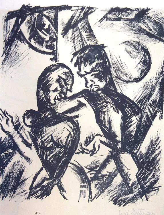 Эрих Хартманн. Иллюстрация к повести Ф.М.Достоевского «Кроткая». Лист 1. 1919. Литография