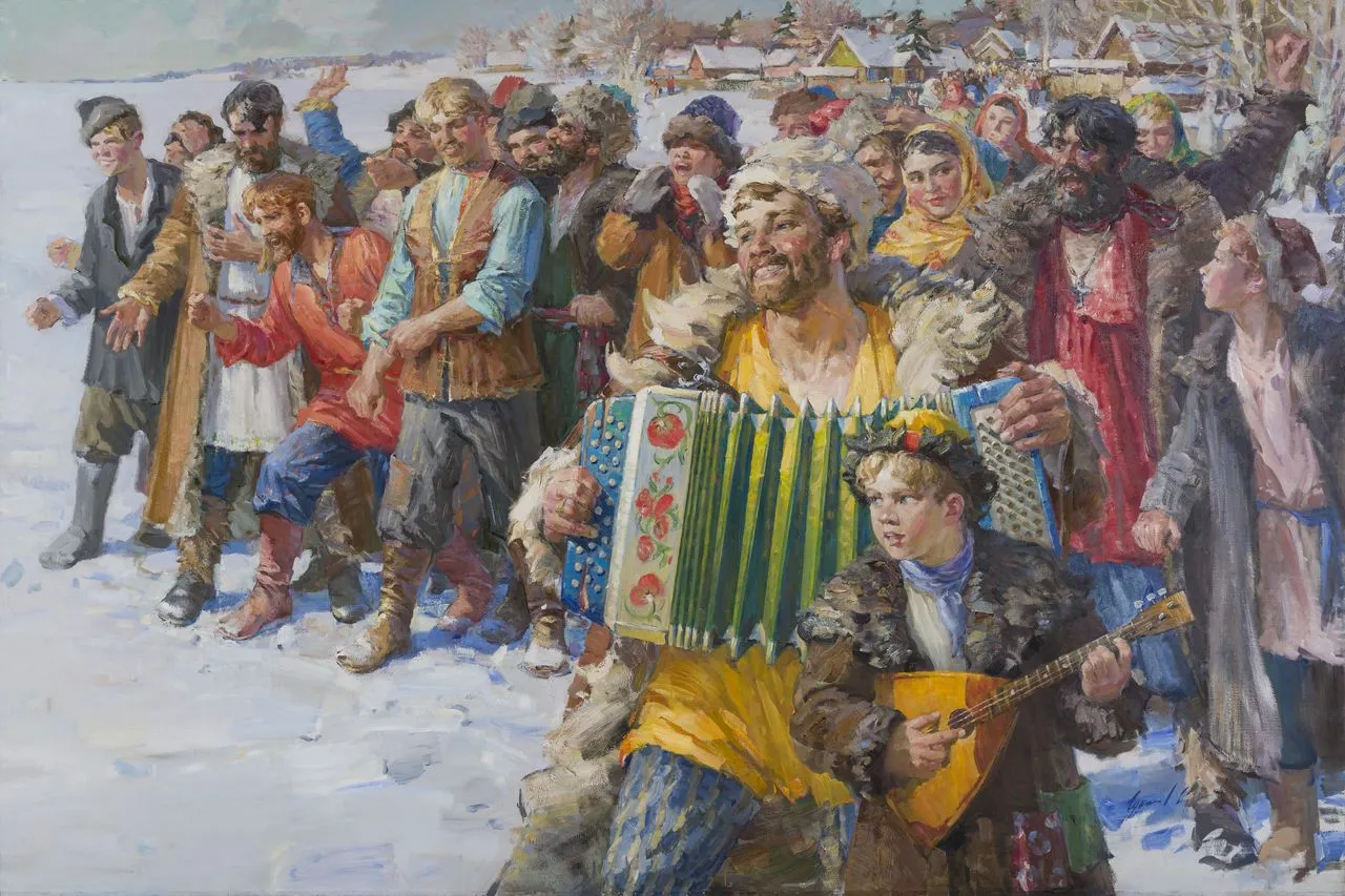 Г. Гукасов. Стенка на стенку. Задорные частушки. 2015-2017. Холст, масло