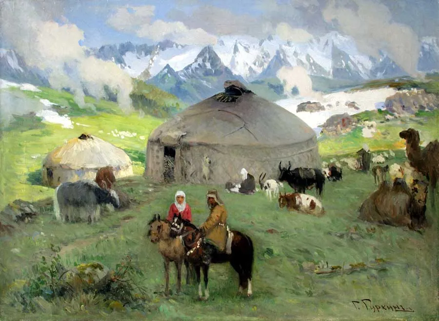 Гуркин Г.И. Кочевье в горах. 1920-е. Холст, масло. 70,2х97,2. Собрание ГХМАК