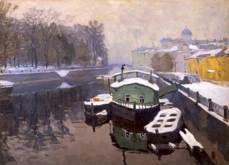 А. Б. Лаховский. Фонтанка у Летнего сада. 1920. Холст, масло. 66,5 х 87,7