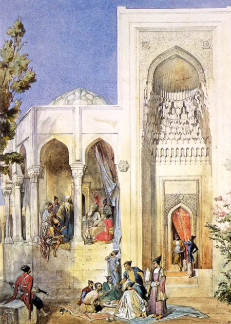 Дворец Бакинского хана. Между 1840 и 1847. Бумага, акварель, гуашь, графитный карандаш. 40 х 28,9.