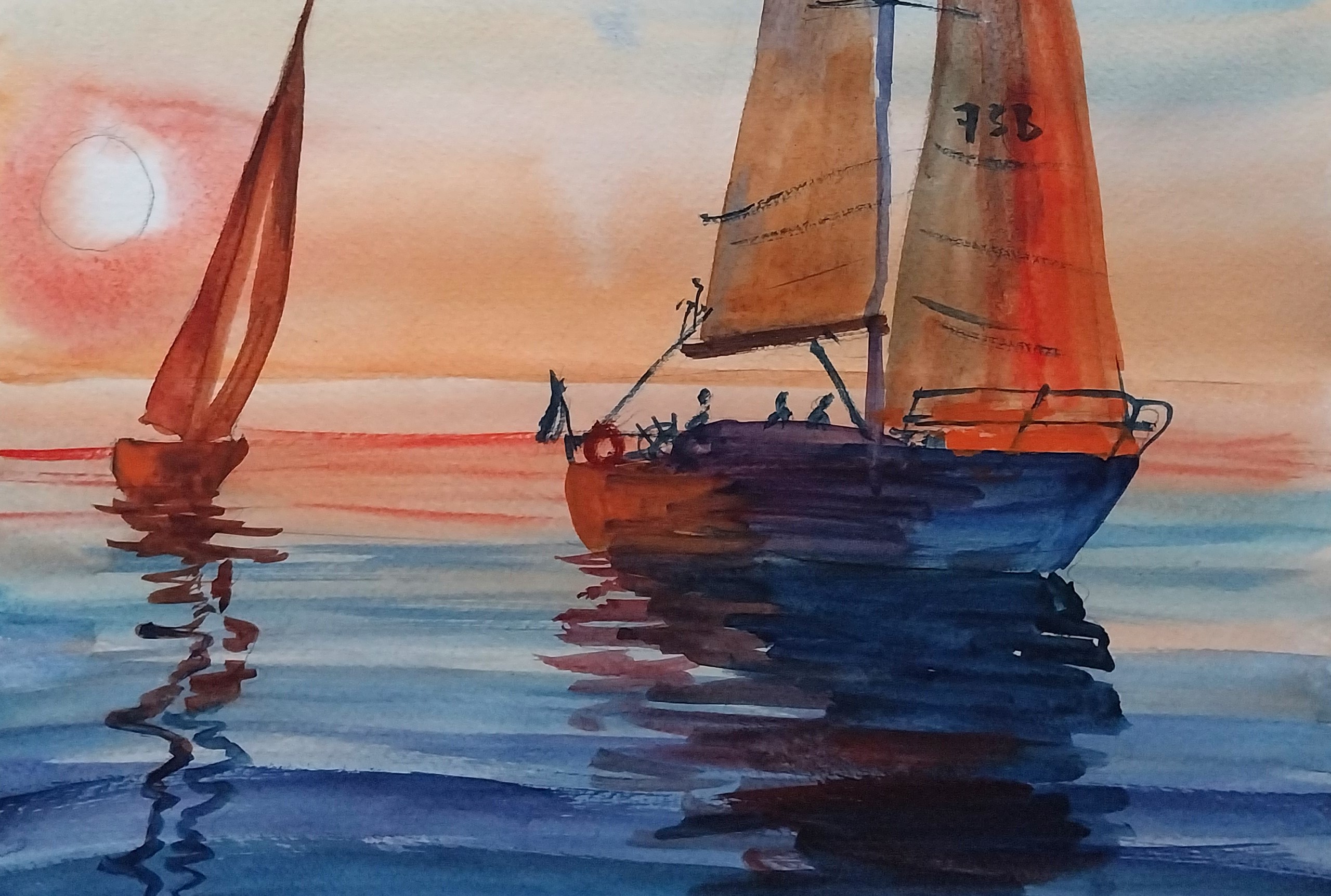 Мастер-класс по живописи «Этюд моря с яхтами»