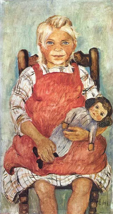 Эльза Хенсген-Дингкун. Девочка с куклой. Около 1950. Холст, масло