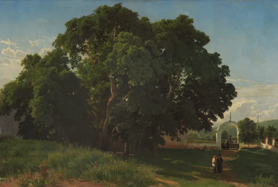 Ф.А. Васильев. В церковной ограде. Валаам. 1867. Холст, масло. ГРМ.